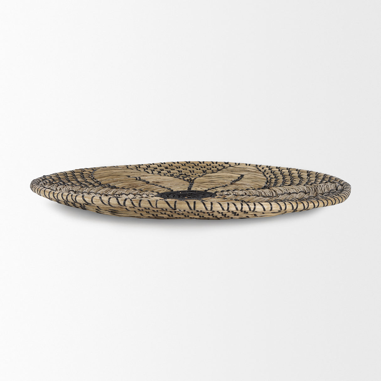 Mekhi 24.0L x 24.0W x 3.5 Light Brown Seagrass W/Black String Round Wall Hanging Plate from Mercana - Luna Furniture