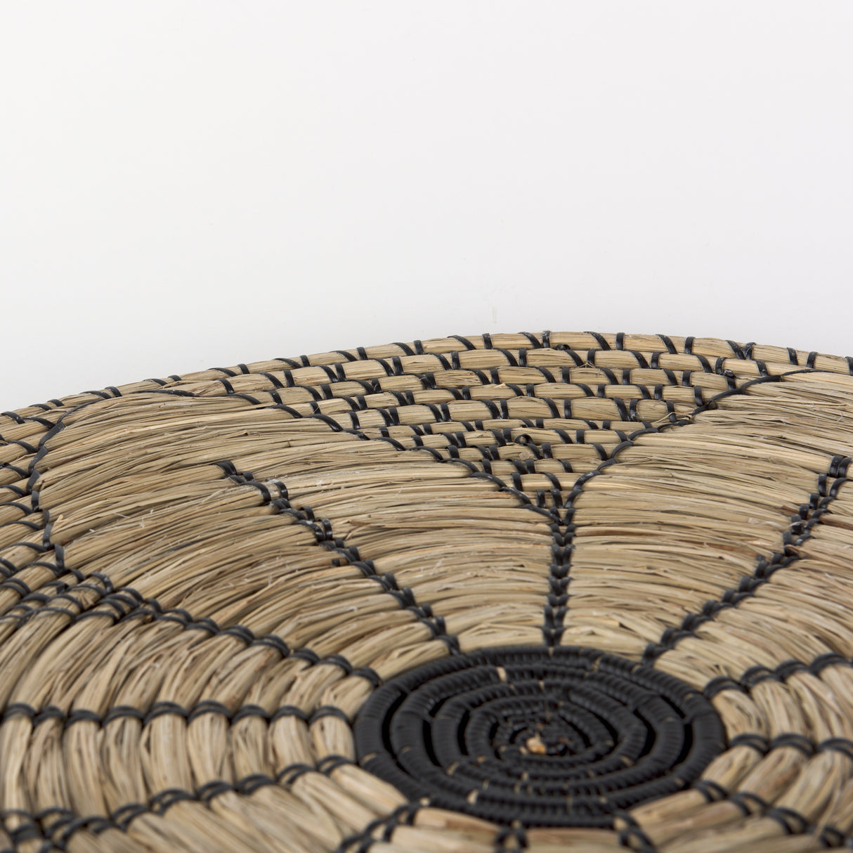 Mekhi 24.0L x 24.0W x 3.5 Light Brown Seagrass W/Black String Round Wall Hanging Plate from Mercana - Luna Furniture