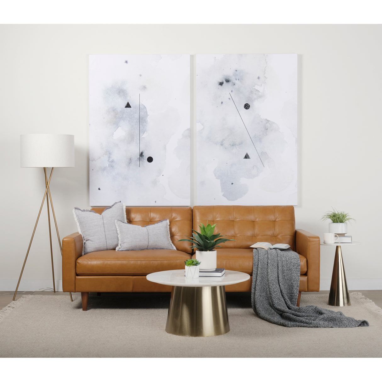 Olaf 88.2L x 37.8W x 35.0H Tan Leather Sofa from Mercana - Luna Furniture
