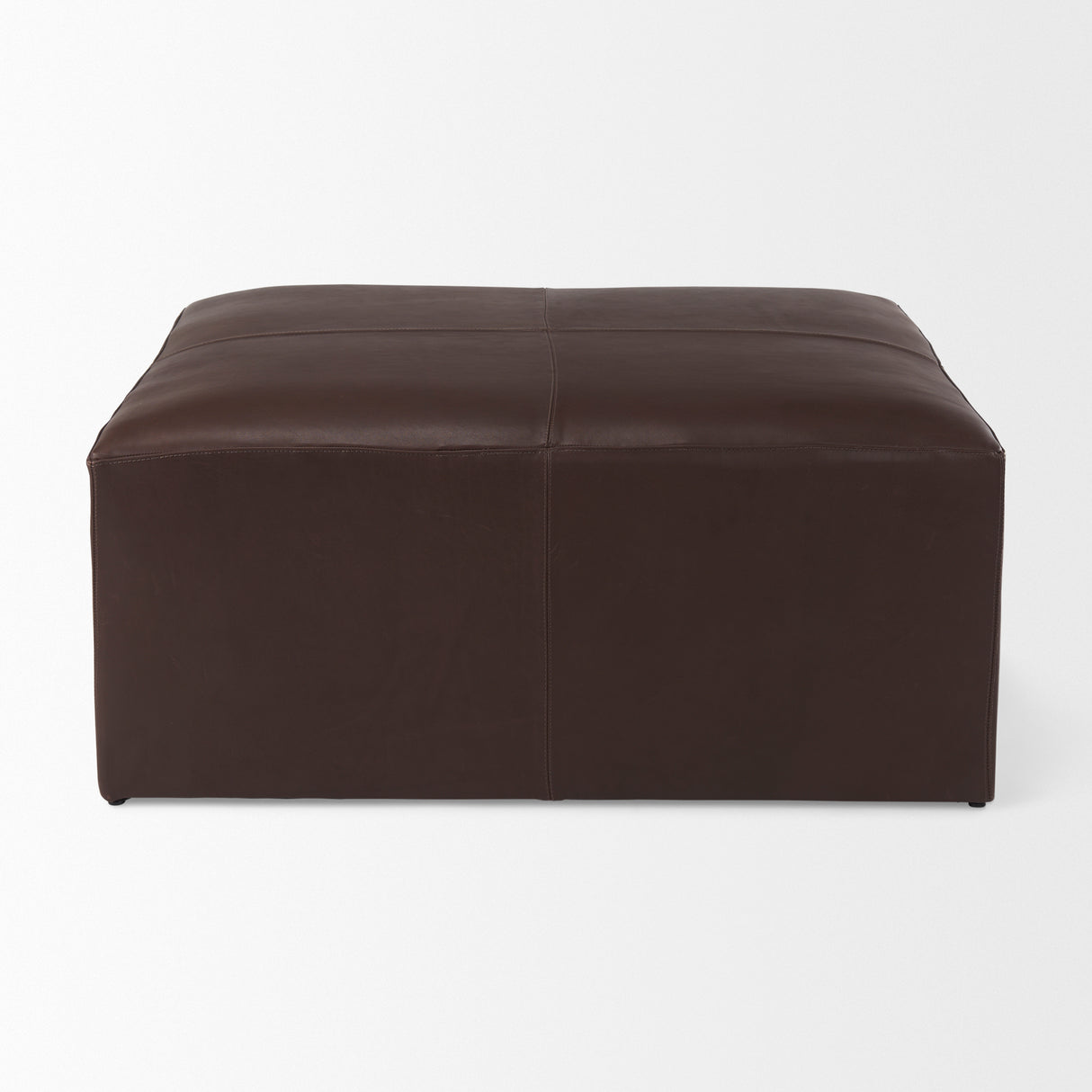 Minara 36L x 36W x 16H Square Dark Brown Leather Wrapped Ottoman from Mercana - Luna Furniture