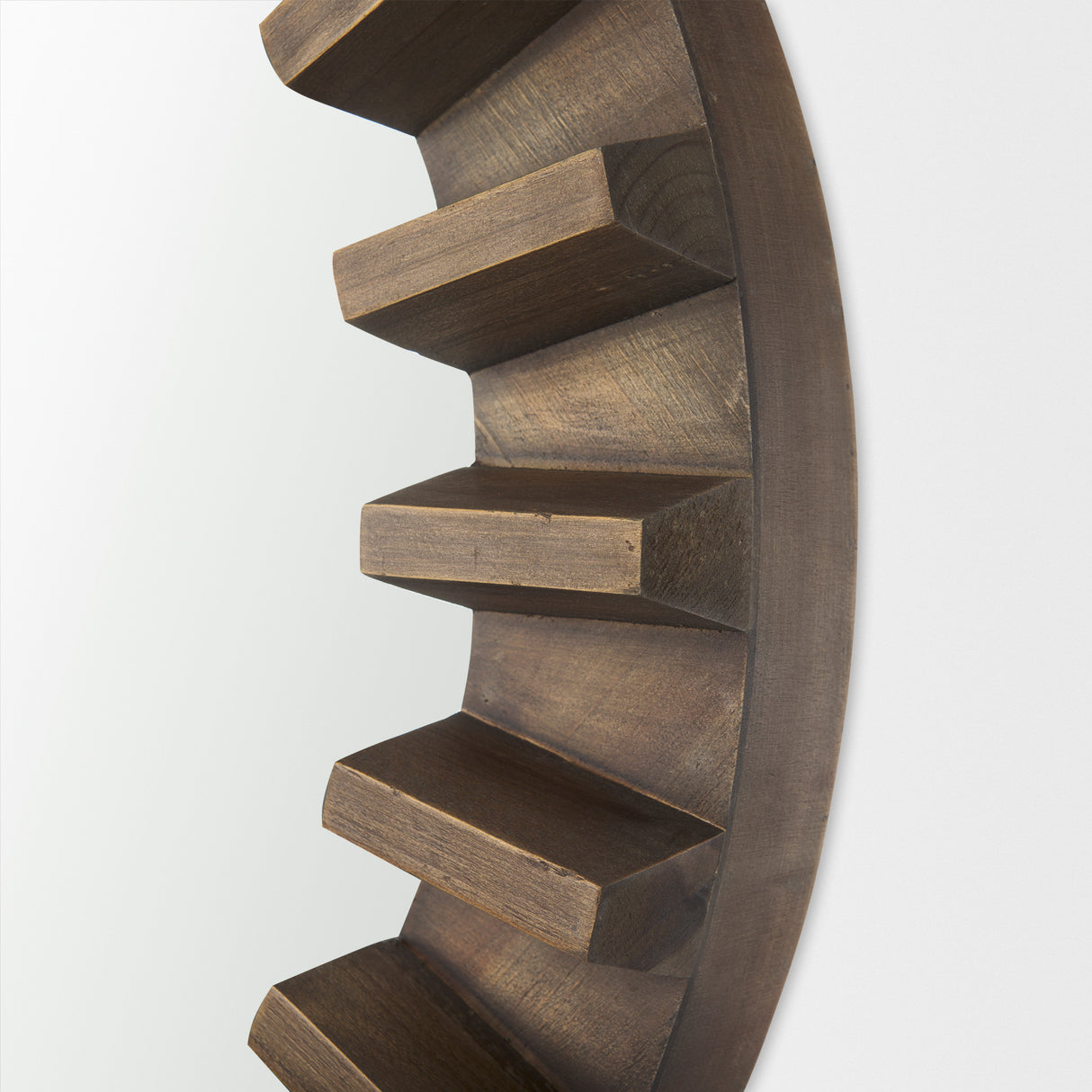 Sprocket 26" Round Brown Wood Frame Mirror from Mercana - Luna Furniture