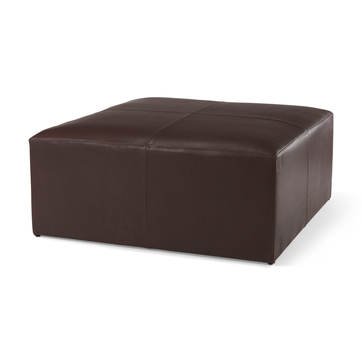 Minara 36L x 36W x 16H Square Dark Brown Leather Wrapped Ottoman from Mercana - Luna Furniture