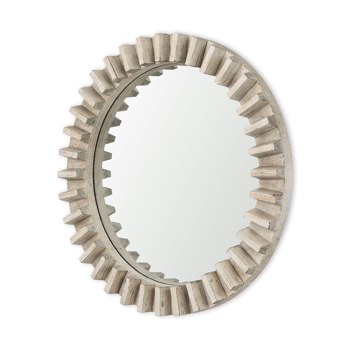 Sprocket Mirror 35" Round Natural Brown Wood Frame Mirror from Mercana - Luna Furniture