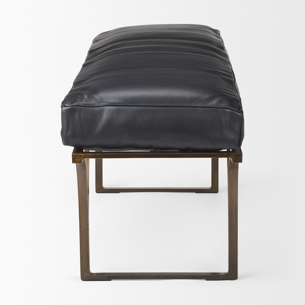 Jessie 55L x 16W Black Leather Seat W/Gold Metal Base Accent Bench from Mercana - Luna Furniture