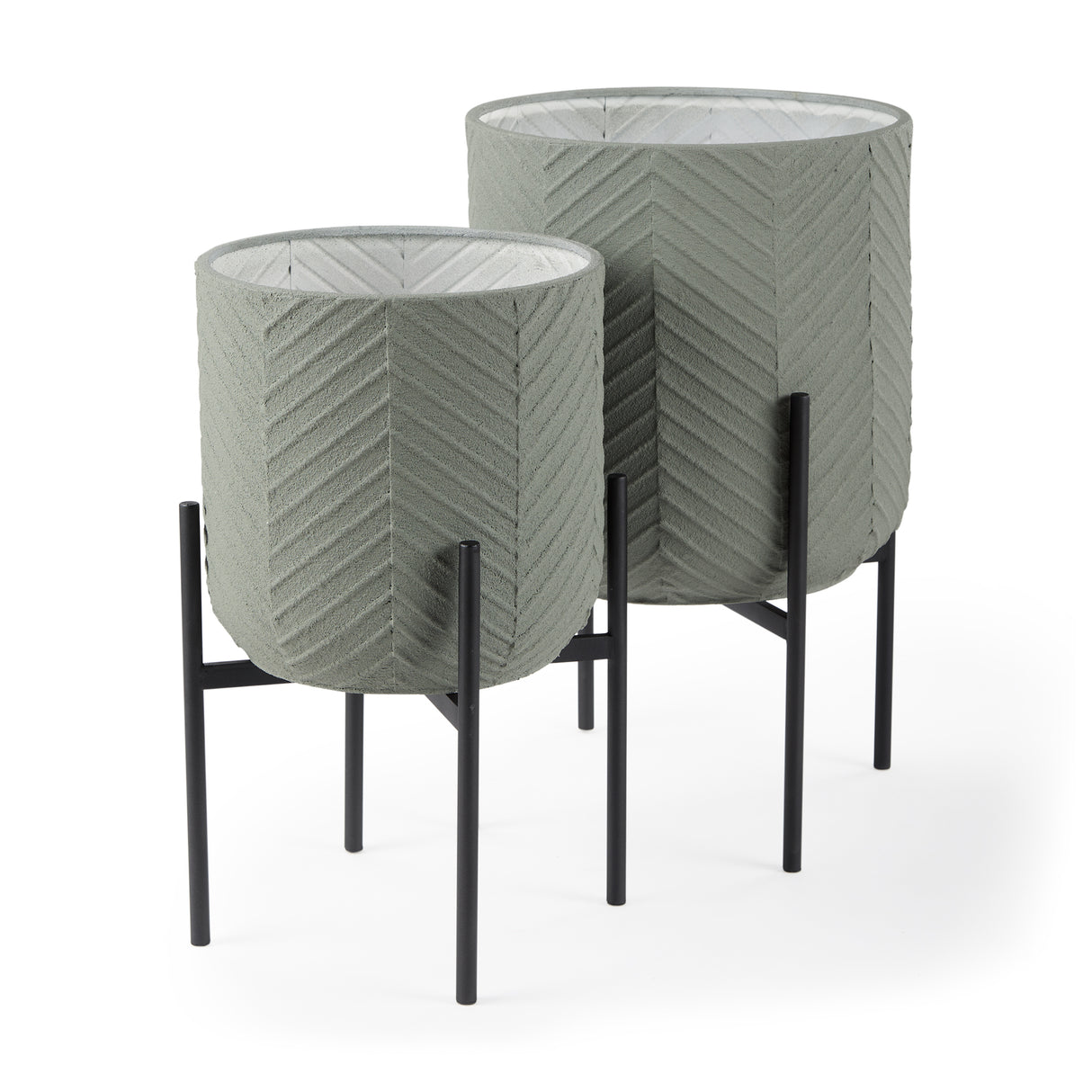 Mabel Set of Two 15.4 x 24.8 Green Top W/ Black Iron Base Plant Stands from Mercana - Luna Furniture