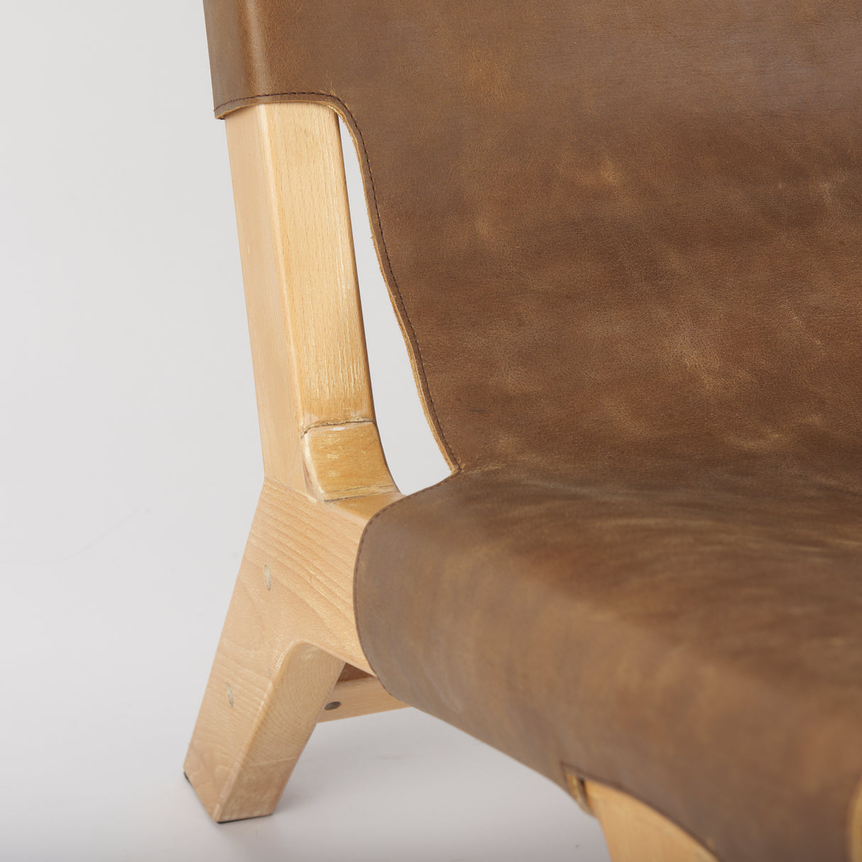 Elodie 24.4L x 33.9W x 30.7H Brown Leather W/Natural Beech Wood Frame Accent Chair from Mercana - Luna Furniture