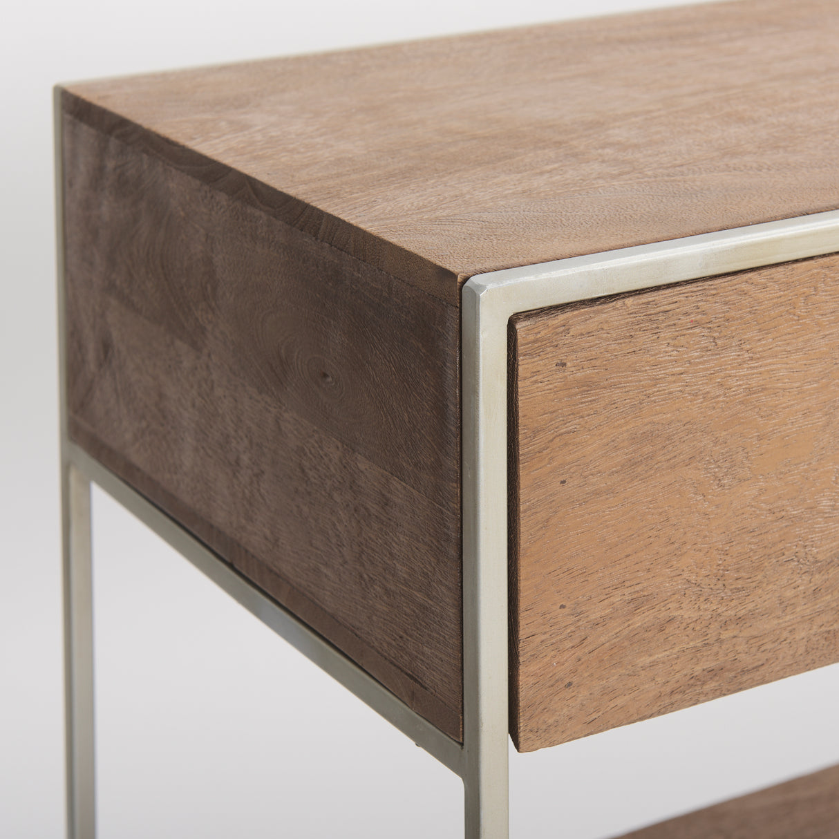 Morris I 63L x 15W x 31H Brown Wood w/ Silver Metal Frame 2 Drawer Console Table from Mercana - Luna Furniture