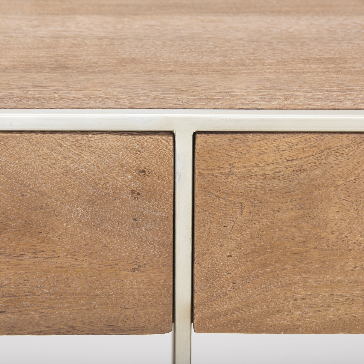 Morris I 63L x 15W x 31H Brown Wood w/ Silver Metal Frame 2 Drawer Console Table from Mercana - Luna Furniture