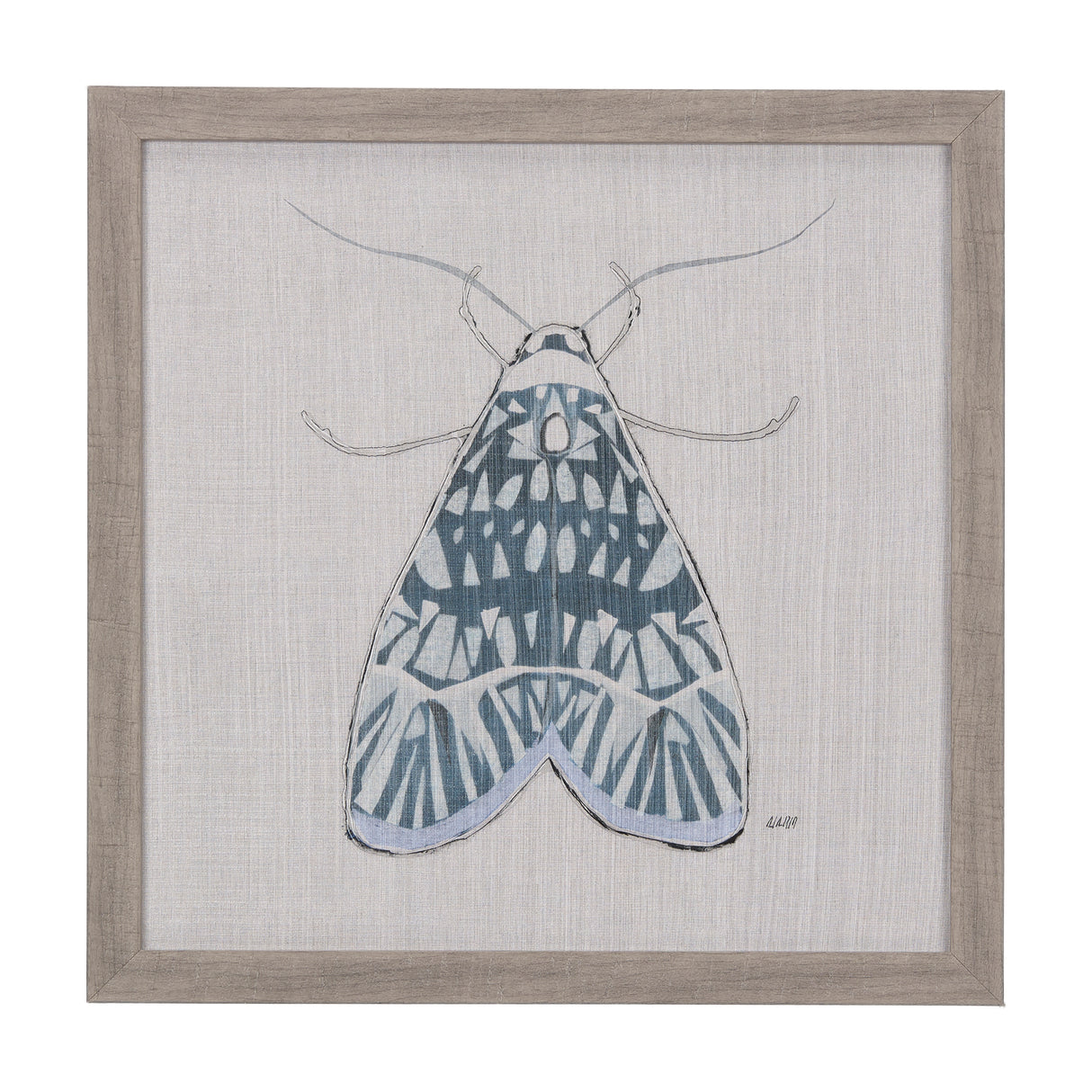 Moth Blue I by Mercana Studio a Hand Embellished Textured Framed Art Print from Mercana - Luna Furniture