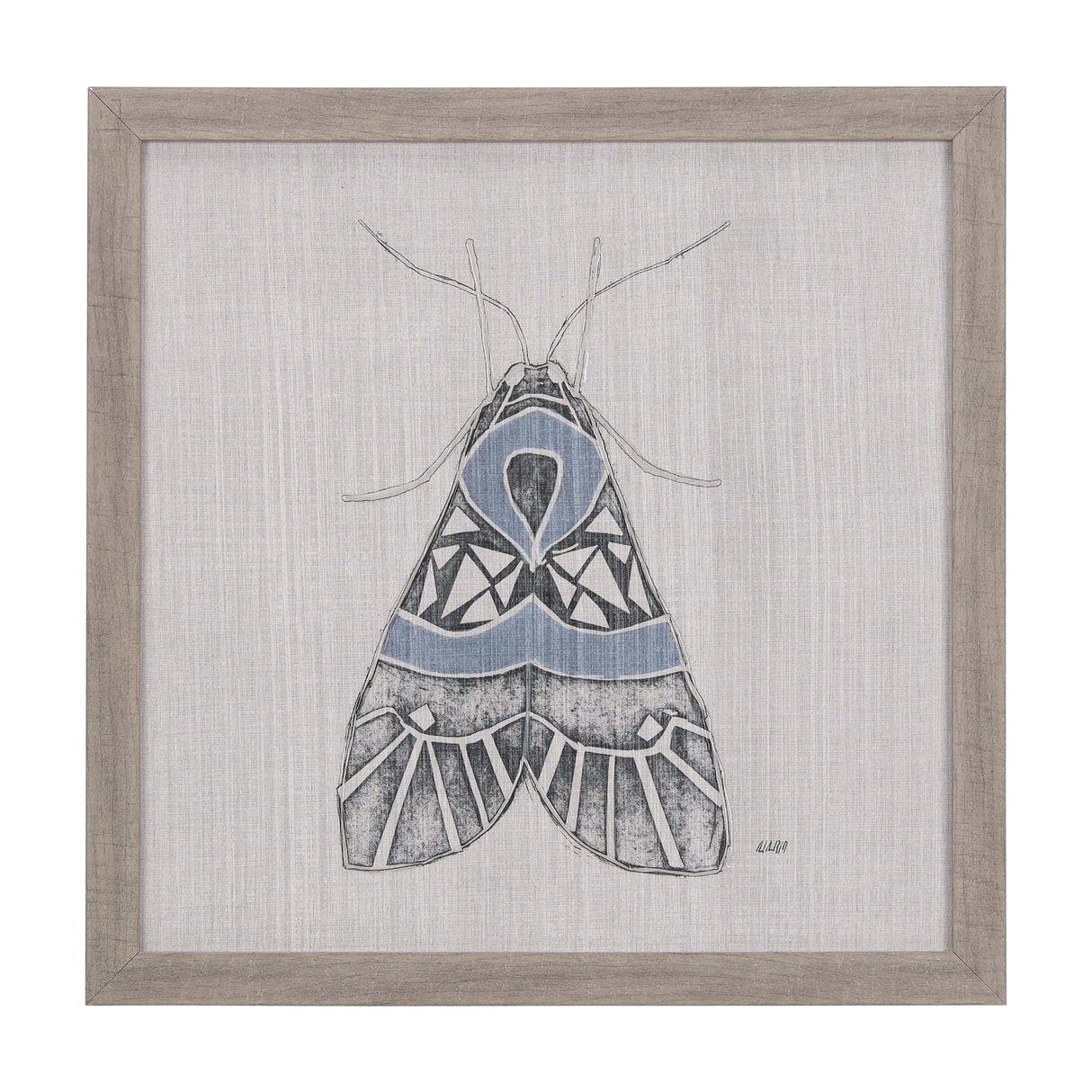 Moth Blue II by Mercana Studio a Hand Embellished Textured Framed Art Print from Mercana - Luna Furniture