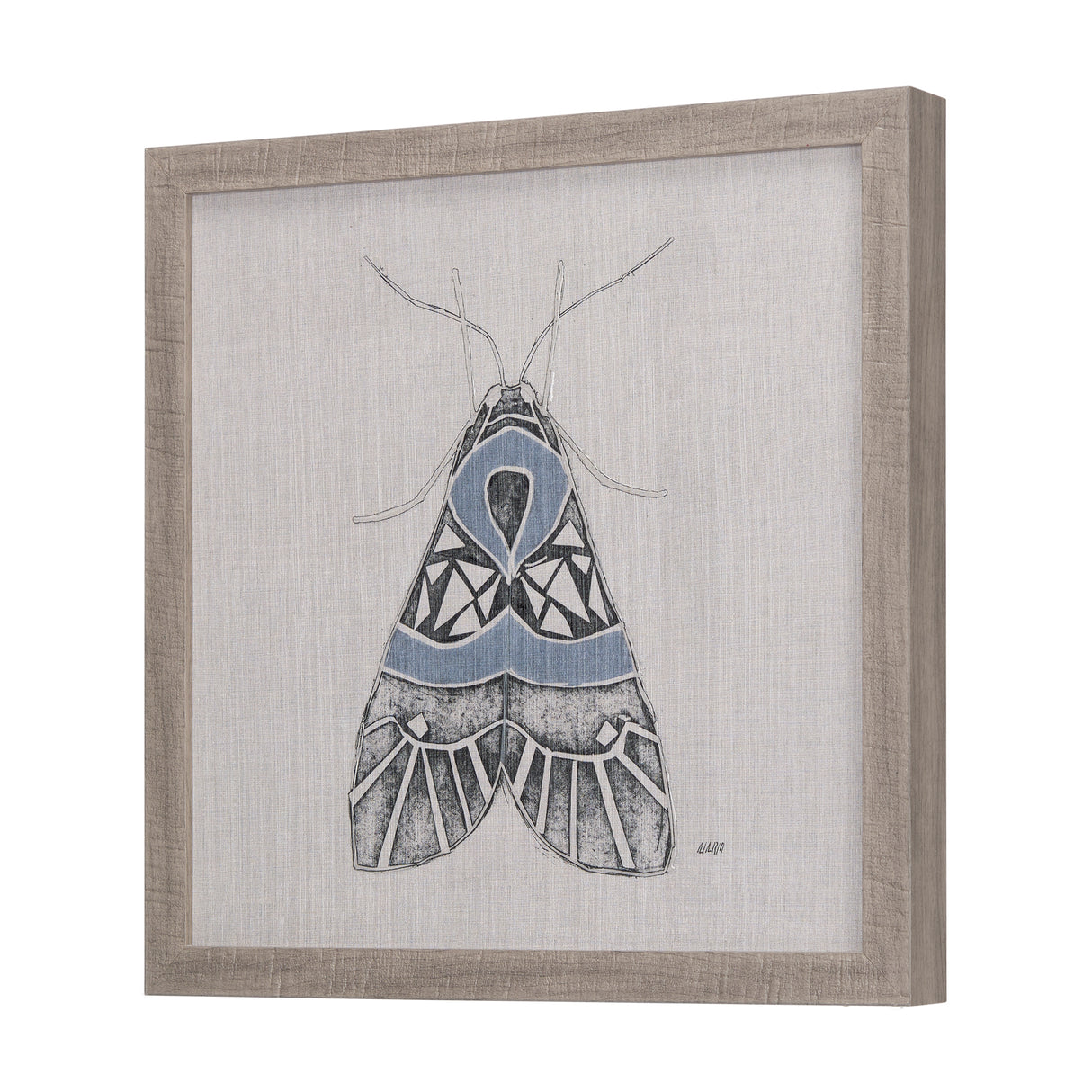 Moth Blue II by Mercana Studio a Hand Embellished Textured Framed Art Print from Mercana - Luna Furniture