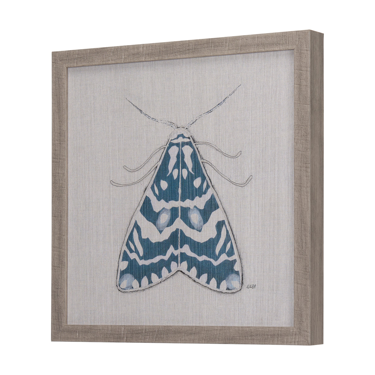 Moth Blue III by Mercana Studio a Hand Embellished Textured Framed Art Print from Mercana - Luna Furniture