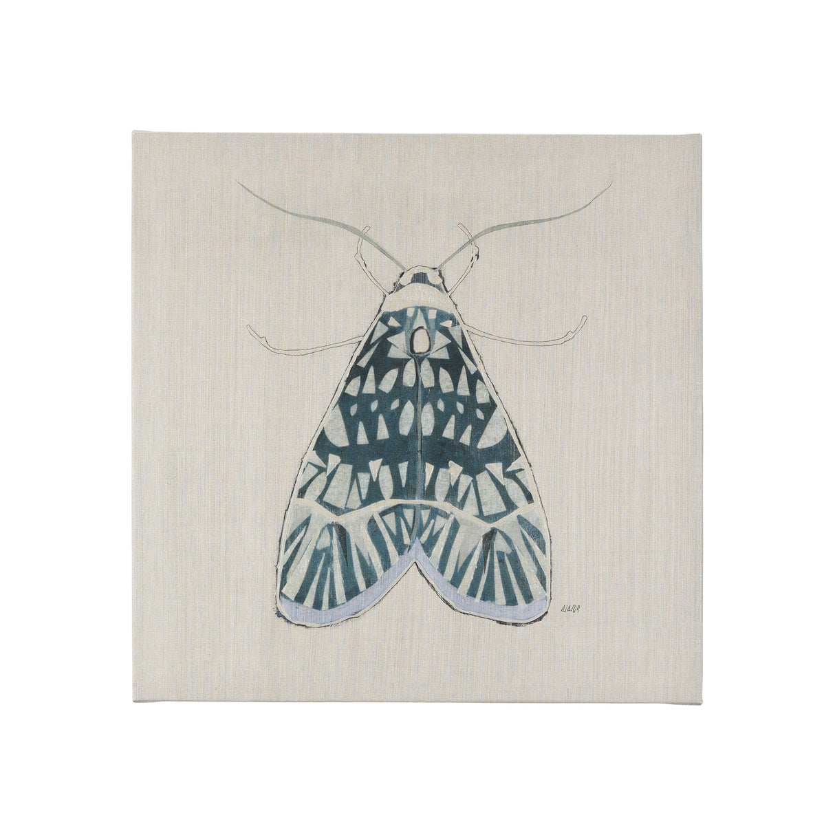 Moth Blue I by Mercana Studio a Hand Embellished Textured Canvas from Mercana - Luna Furniture
