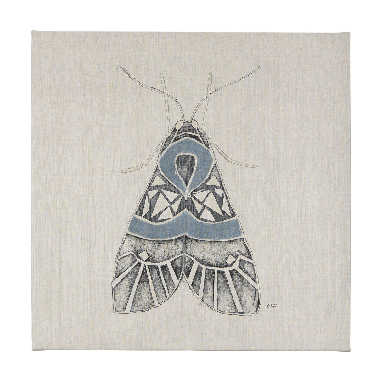 Moth Blue II by Mercana Studio a Hand Embellished Textured Canvas from Mercana - Luna Furniture