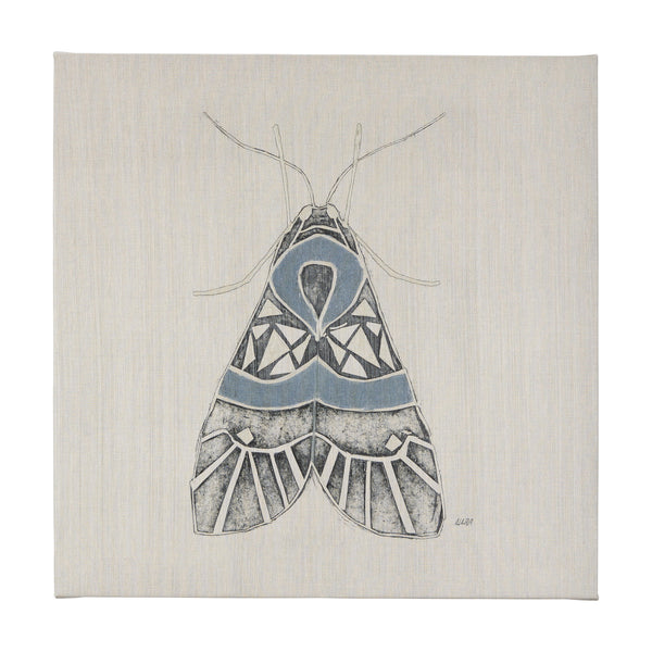 Moth Blue II by Mercana Studio a Hand Embellished Textured Canvas