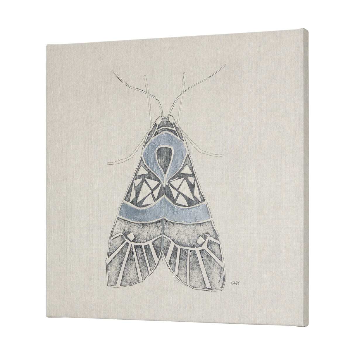 Moth Blue II by Mercana Studio a Hand Embellished Textured Canvas from Mercana - Luna Furniture