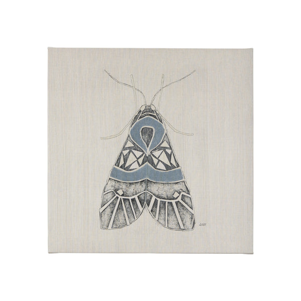 Moth Blue II by Mercana Studio a Hand Embellished Textured Canvas