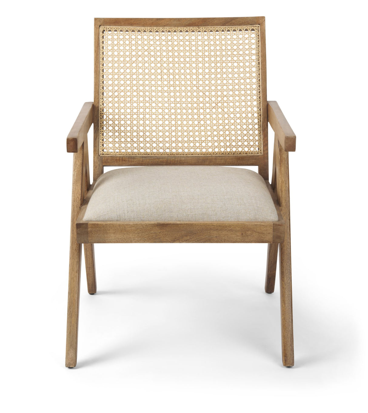 Donna Light Brown Wood Cane-Back w/ Beige Upholstered Seat Dining Chair from Mercana - Luna Furniture