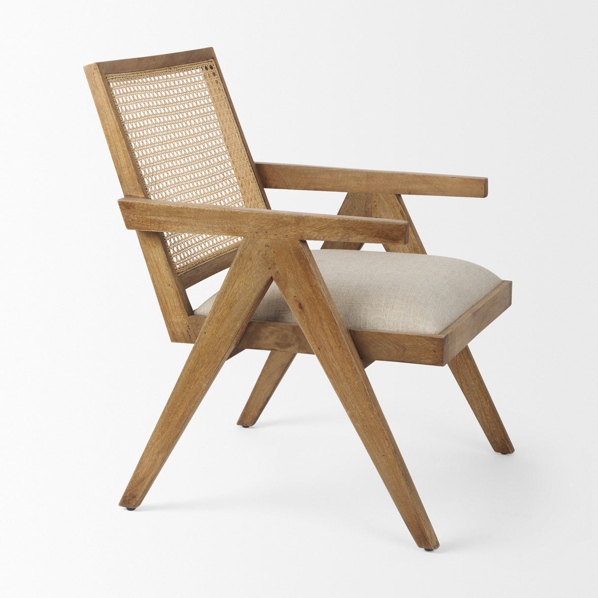 Donna Light Brown Wood Cane-Back w/ Beige Upholstered Seat Dining Chair from Mercana - Luna Furniture