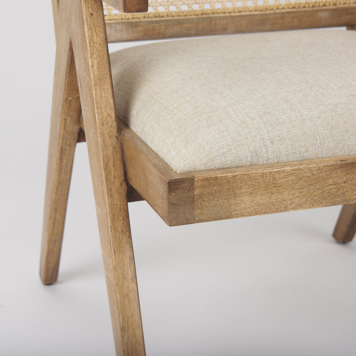 Donna Light Brown Wood Cane-Back w/ Beige Upholstered Seat Dining Chair from Mercana - Luna Furniture
