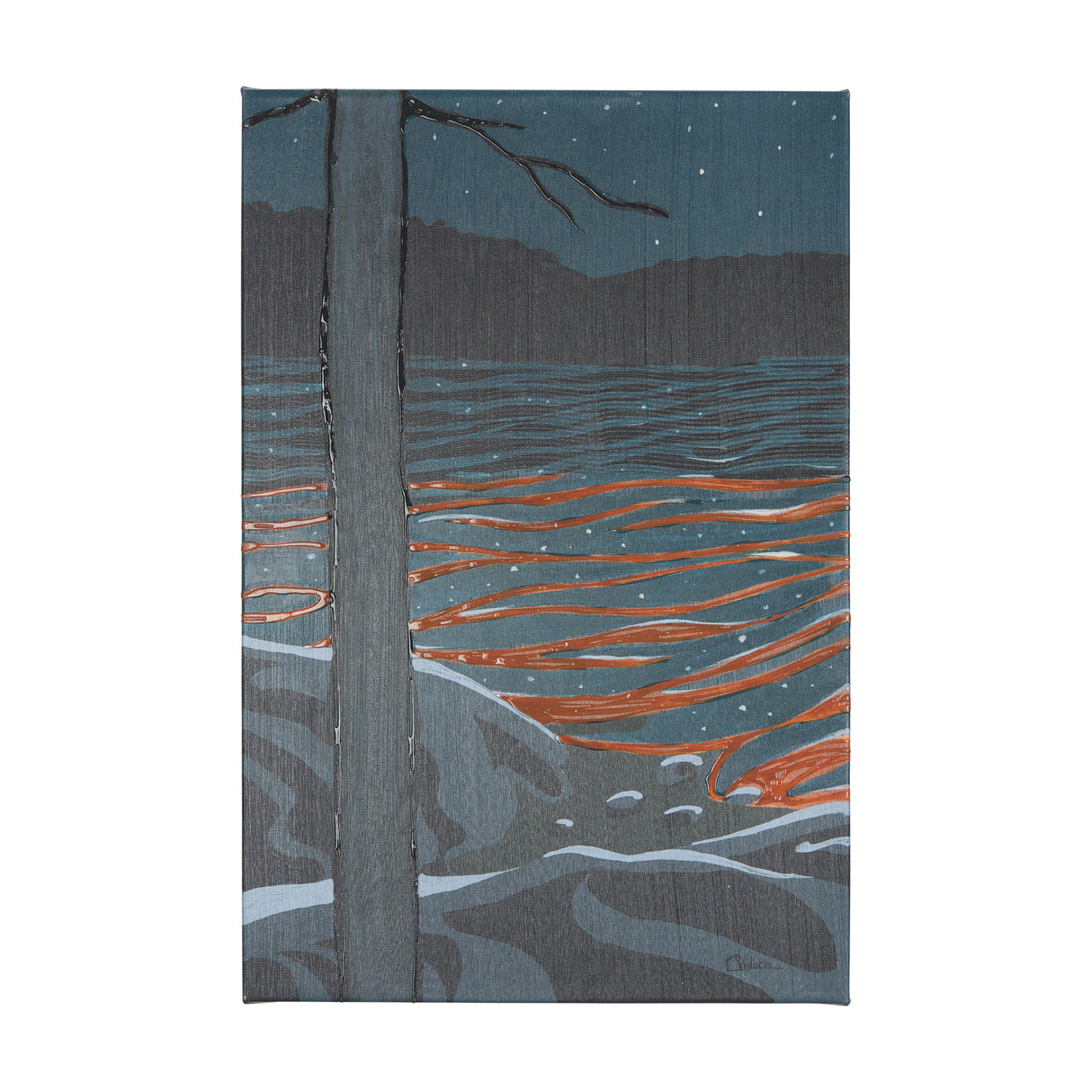 Sea bay at nitght I by Mercana Studio a Hand Embellished Textured Canvas from Mercana - Luna Furniture