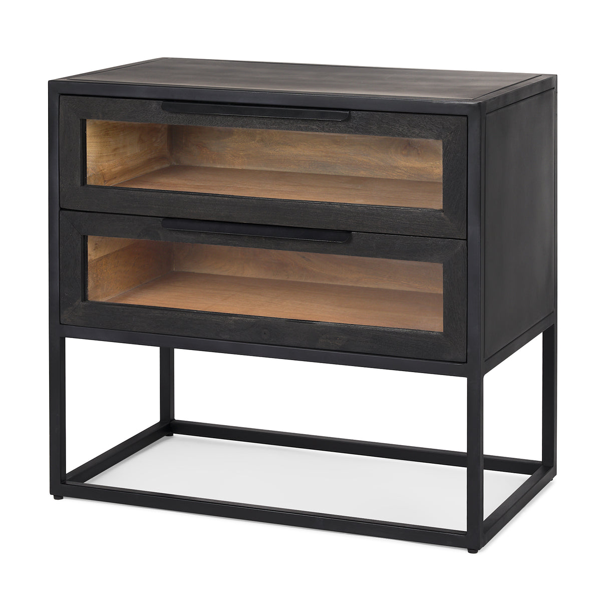 Sloan Black Wood W/Black Metal Frame Side Table from Mercana - Luna Furniture