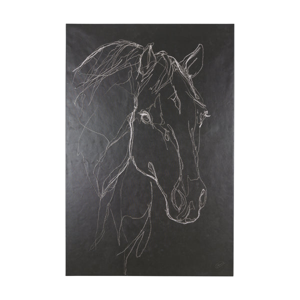 Thoroughbred Dark III by Mercana Studio a Hand Embellished Textured Canvas