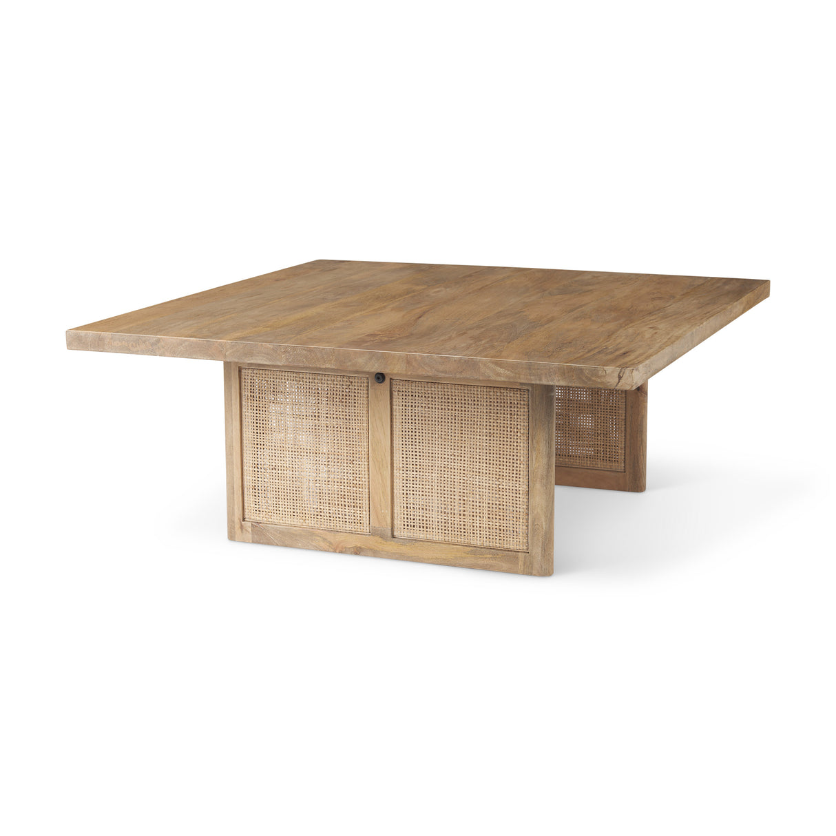 Grier 42" Square Light Brown Wood w/ Cane Coffee Table from Mercana - Luna Furniture