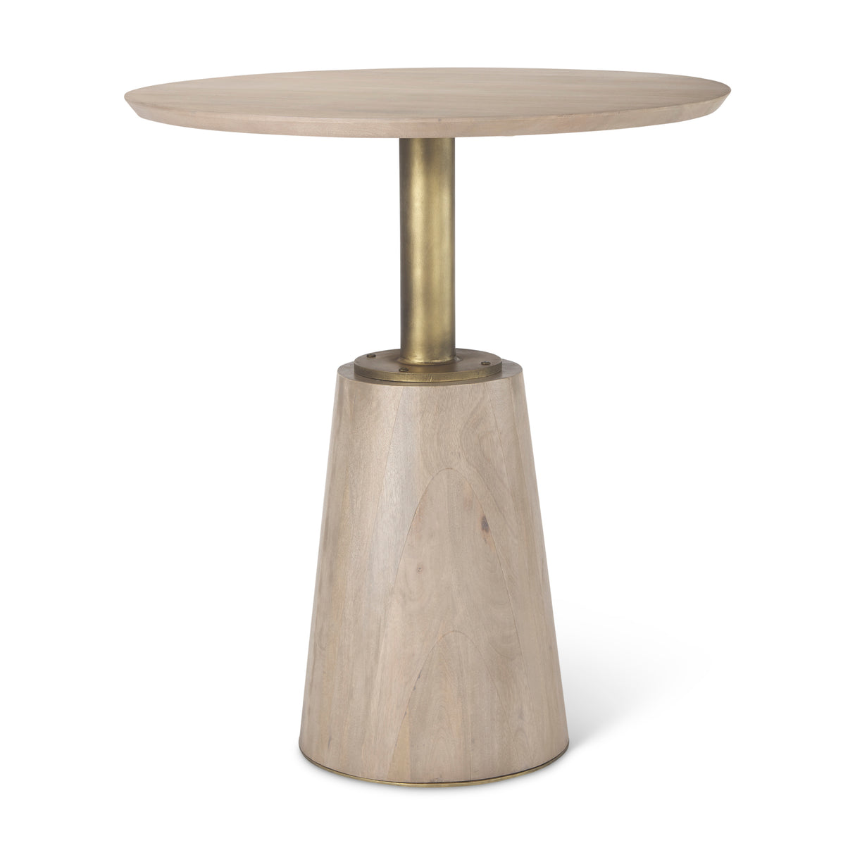 Maxwell 32" Round Light Wood Tabletop & Base w/ Gold Metal Accent Pedestal Bistro Table from Mercana - Luna Furniture
