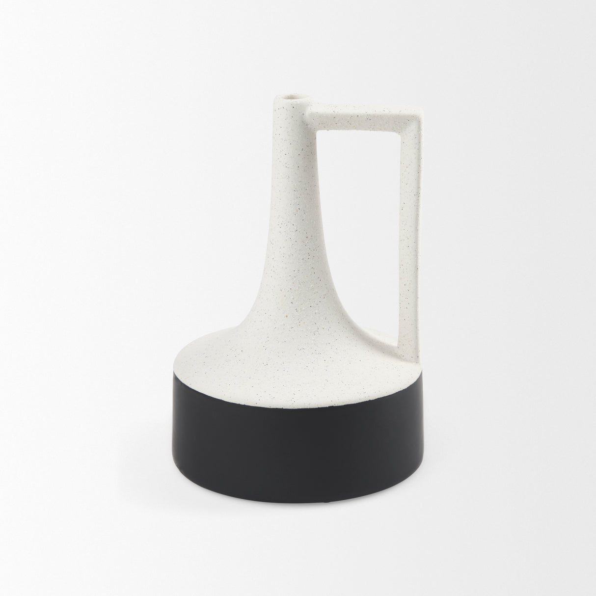Burton 11.6H Medium White and Black Ceramic Jug Vase from Mercana - Luna Furniture