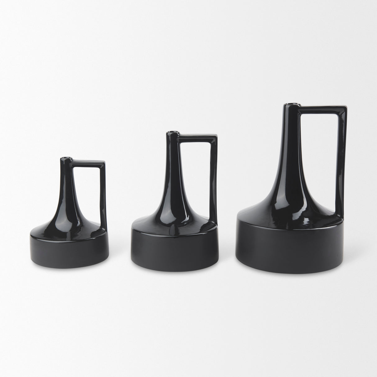 Burton 11.6H Medium Glossy and Matte Black Ceramic Jug Vase from Mercana - Luna Furniture