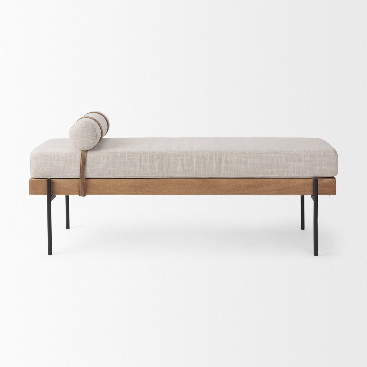 Colburne Cream Fabric w/Brown Wood Bench from Mercana - Luna Furniture