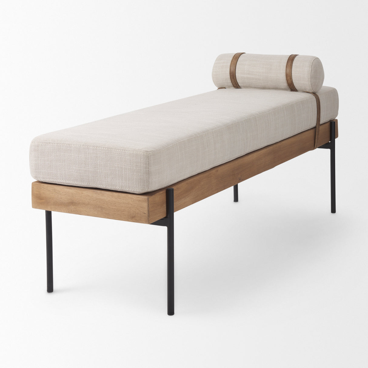 Colburne Cream Fabric w/Brown Wood Bench from Mercana - Luna Furniture