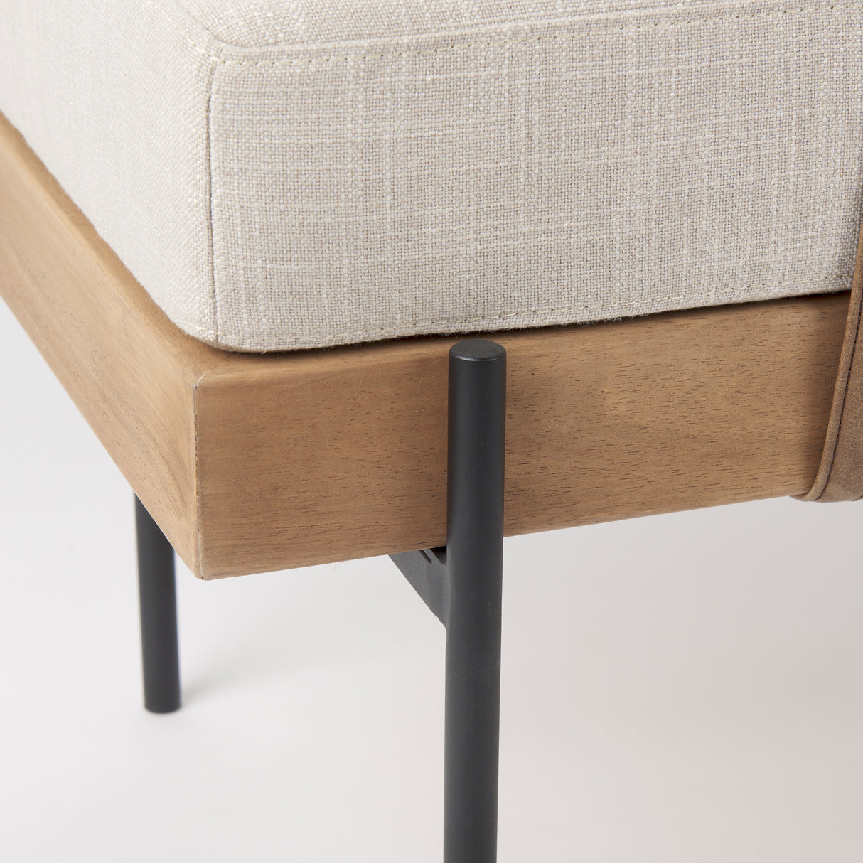 Colburne Cream Fabric w/Brown Wood Bench from Mercana - Luna Furniture