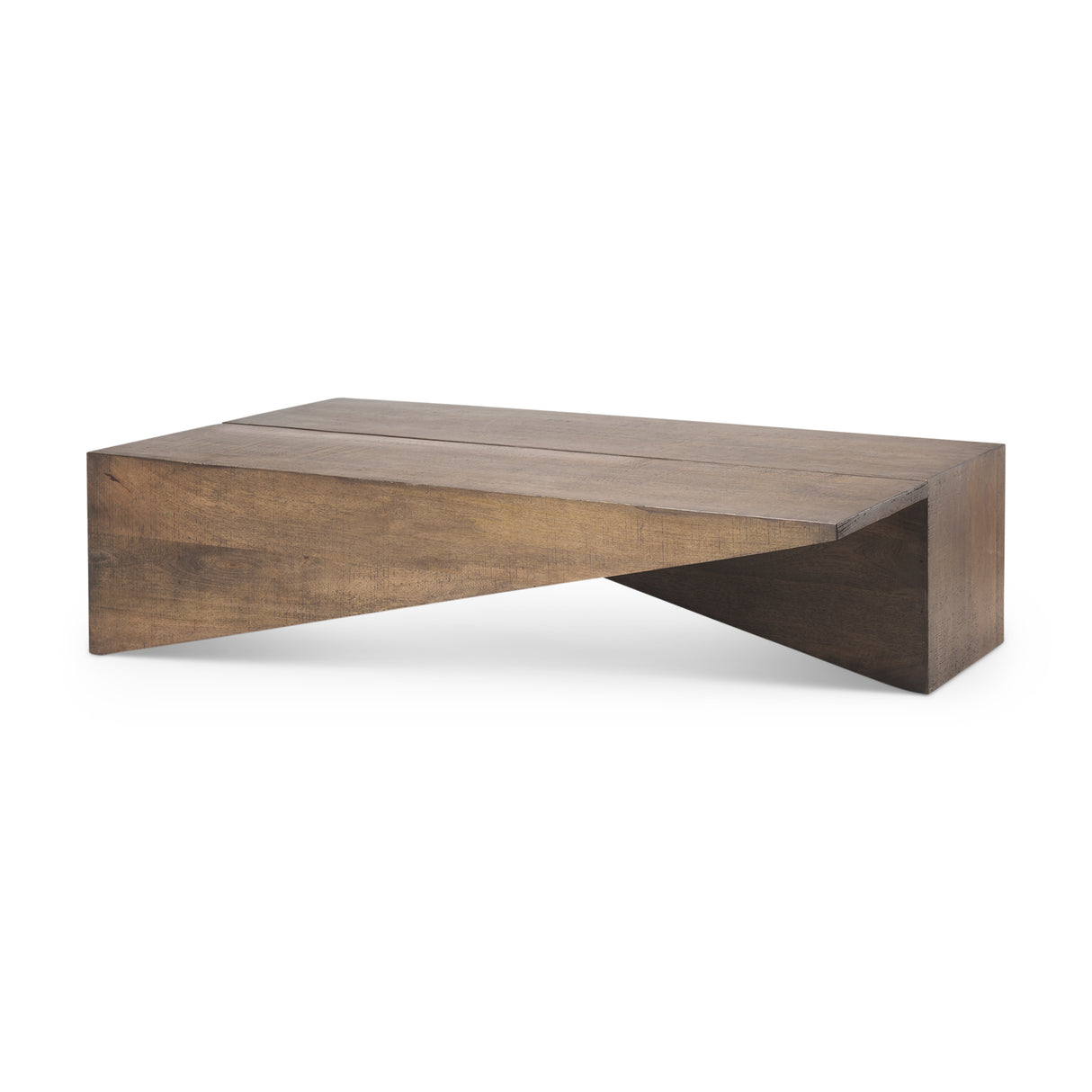 West 55L x 32W x 14H Medium Brown Wooden Angled Coffee Table from Mercana - Luna Furniture