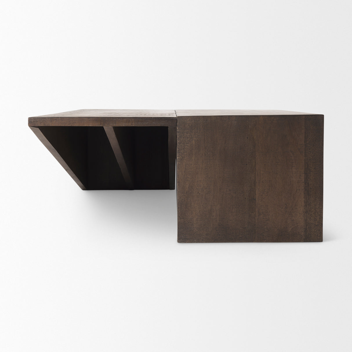 West 55L x 32W x 14H Medium Brown Wooden Angled Coffee Table from Mercana - Luna Furniture
