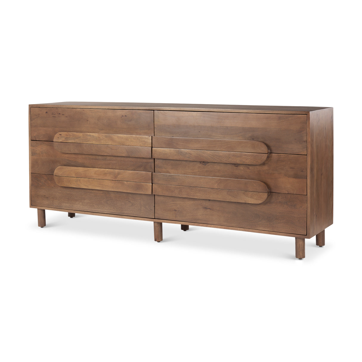 Astrid 71L x 17W x 30.3H Medium Brown Solid Wood 6 Drawer Sideboard from Mercana - Luna Furniture