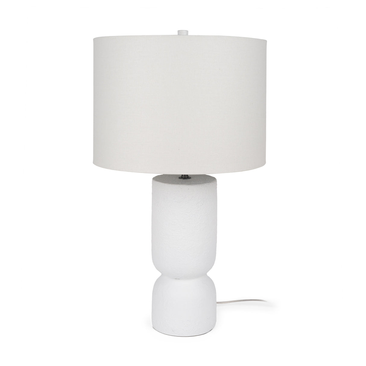 Everly 15.0L x 15.0W x 27.5H White Cement W/Beige Shade Table Lamp from Mercana - Luna Furniture