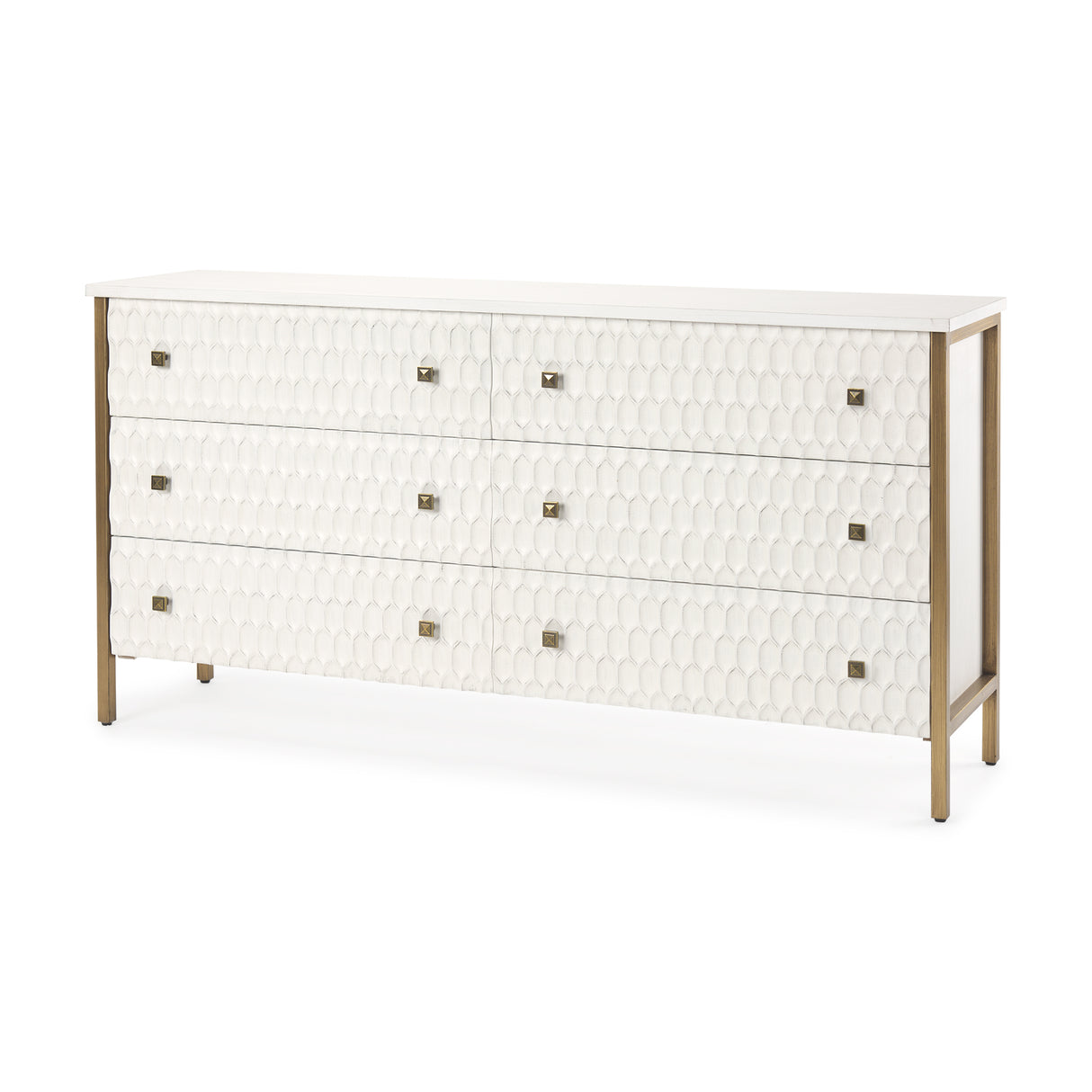 Savannah White Fir Veneer w/ Gold Metal Accents 6-Drawer Sideboard from Mercana - Luna Furniture