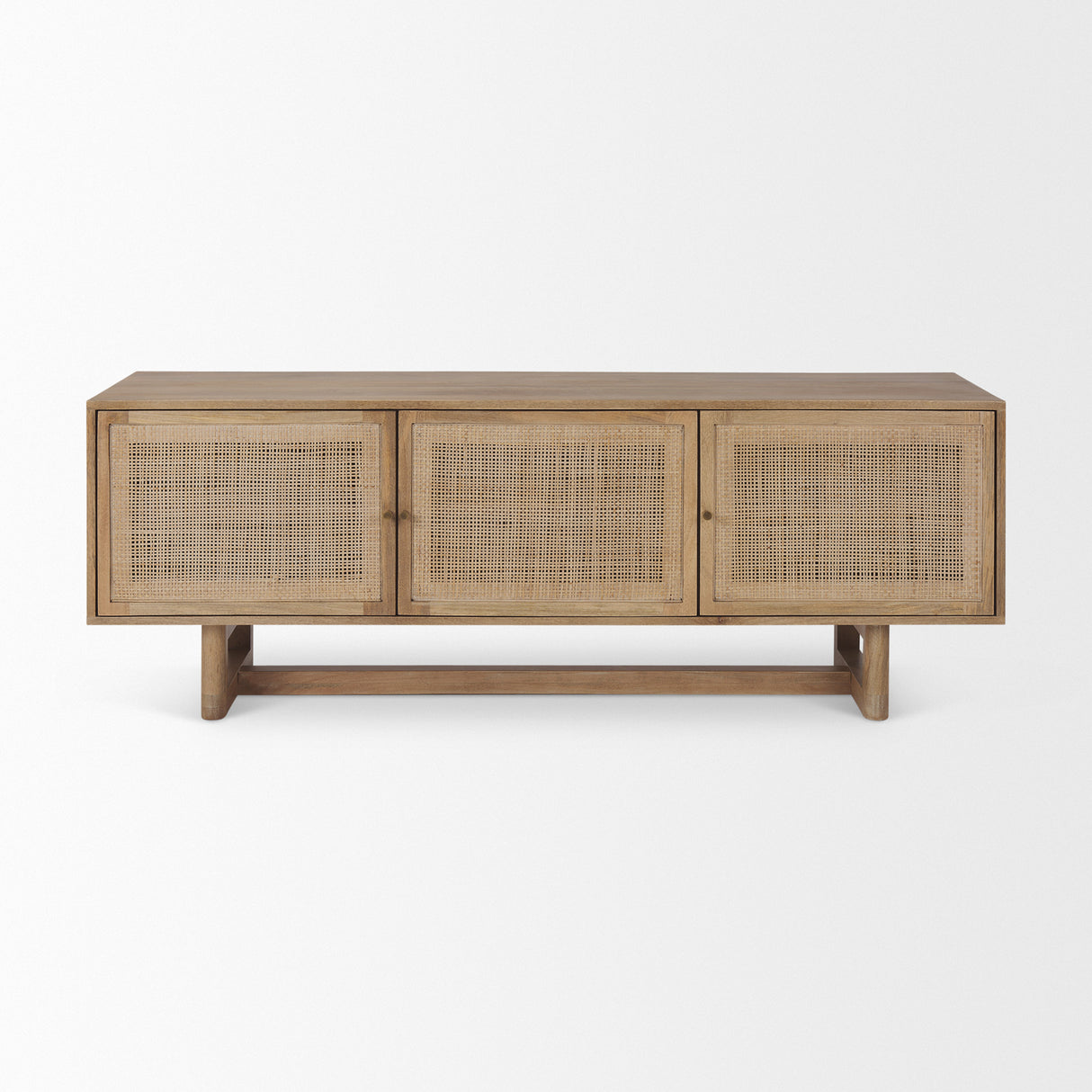 Grier 65" Light Brown Wood w/ Cane Media Console from Mercana - Luna Furniture