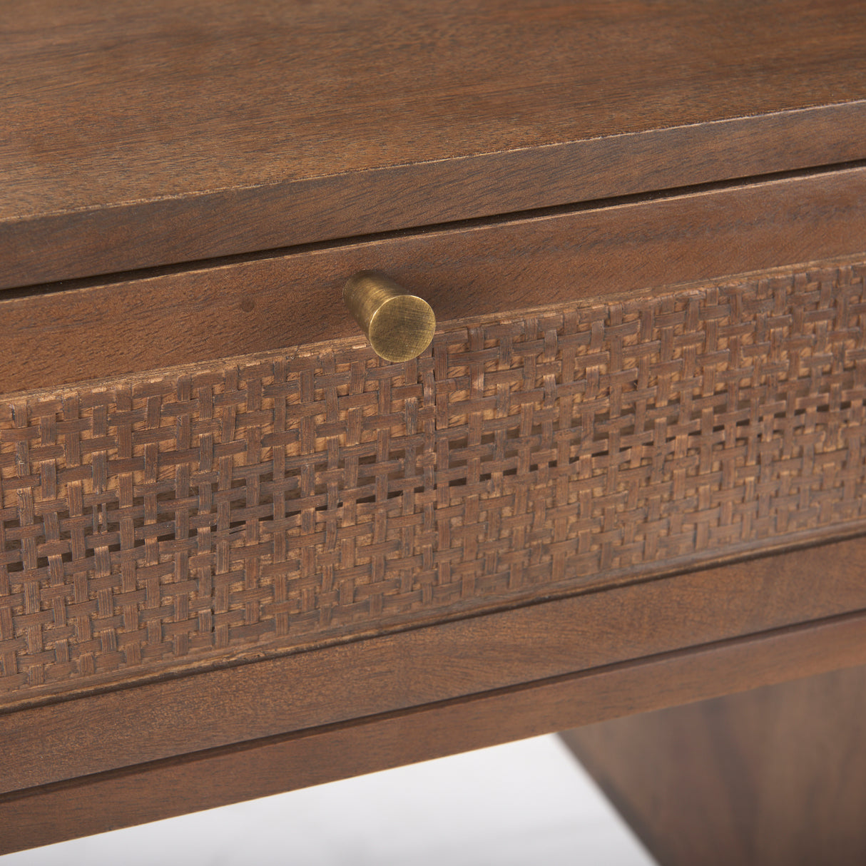 Grier 60" Medium Brown Solid Wood W/ Cane Office Desk from Mercana - Luna Furniture