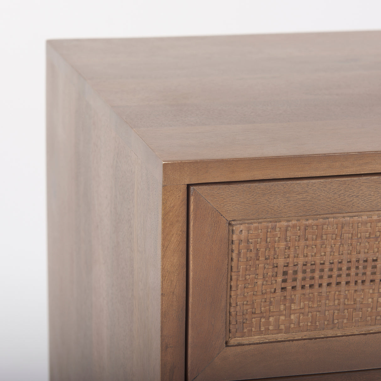 Grier Medium Brown Wood w/ Cane End Table from Mercana - Luna Furniture