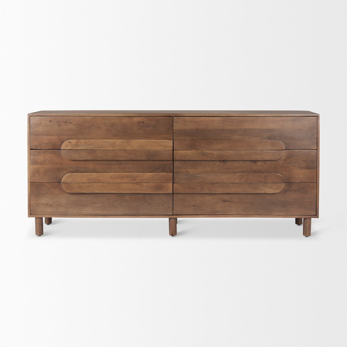 Astrid 71L x 17W x 30.3H Medium Brown Solid Wood 6 Drawer Sideboard from Mercana - Luna Furniture