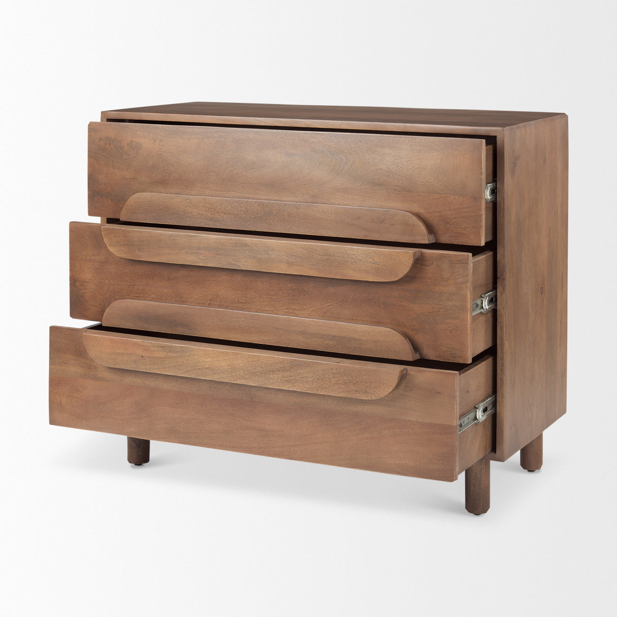 Astrid 36L x 17W x 30.3H Medium Brown Solid Wood 3 Drawer Cabinet from Mercana - Luna Furniture