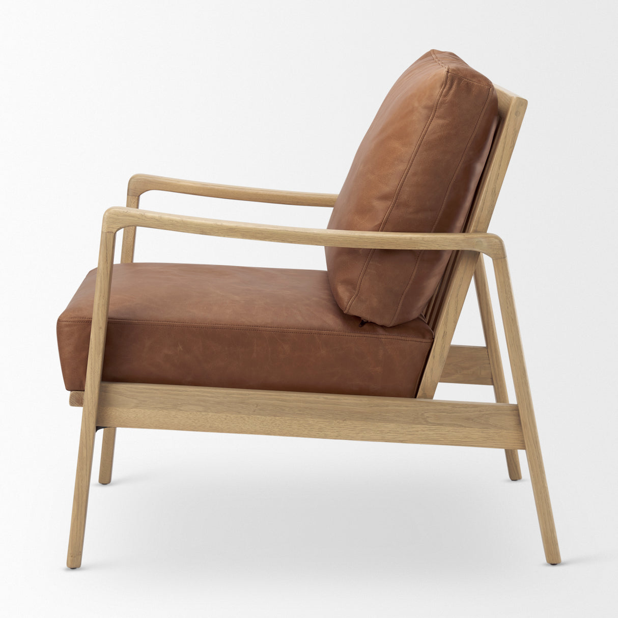 Raeleigh 28.0L x 34.1W x 34.4H Cognac Leather W/ Light Brown Wood Frame Accent Chair from Mercana - Luna Furniture