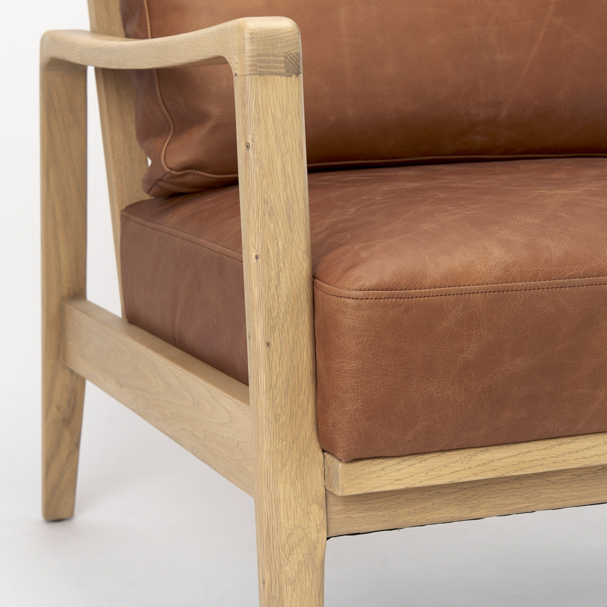 Raeleigh 28.0L x 34.1W x 34.4H Cognac Leather W/ Light Brown Wood Frame Accent Chair from Mercana - Luna Furniture