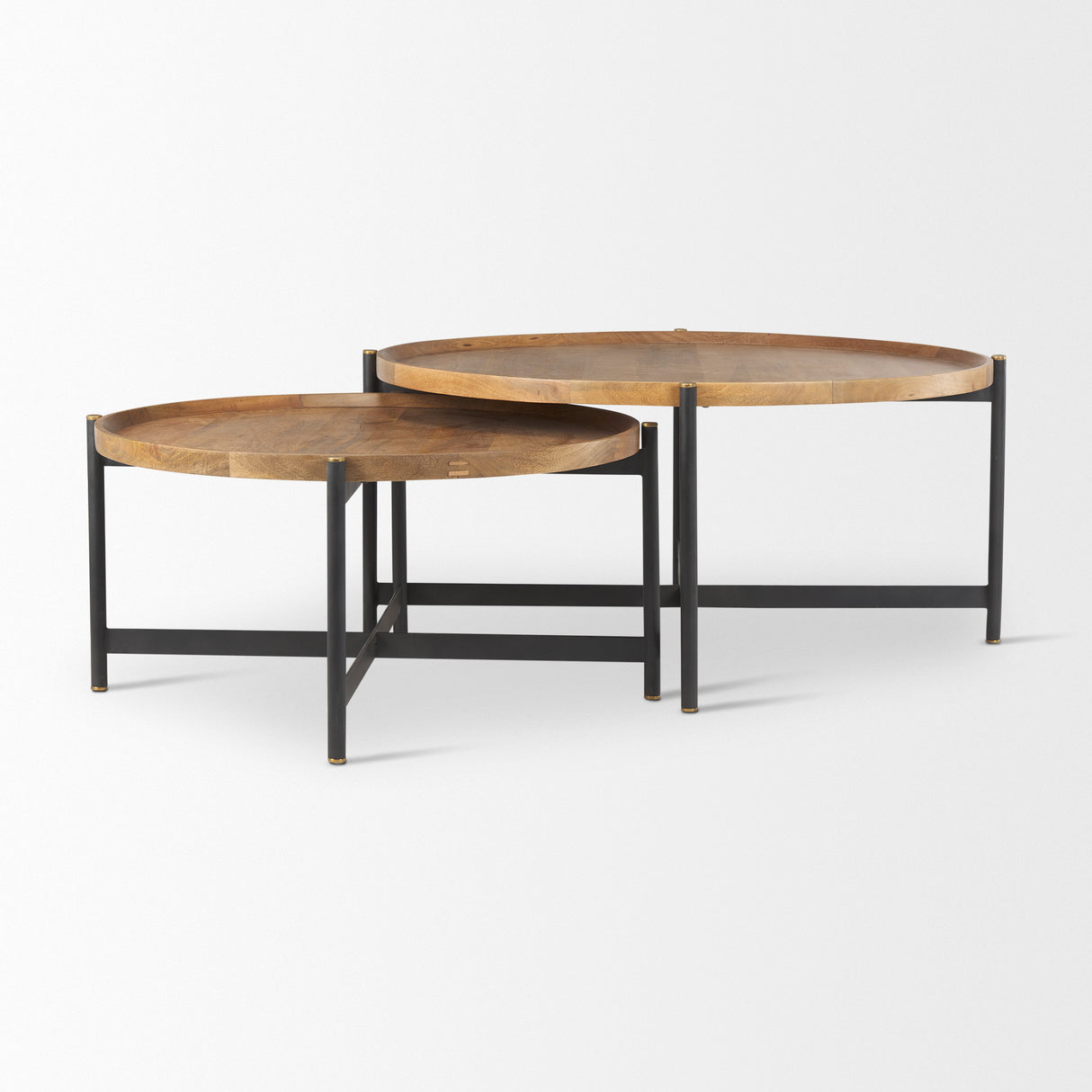 Marquisa 34.25L x 34.25W x 16.5H Small Brown Wood w/ Black Metal Coffee Table from Mercana - Luna Furniture