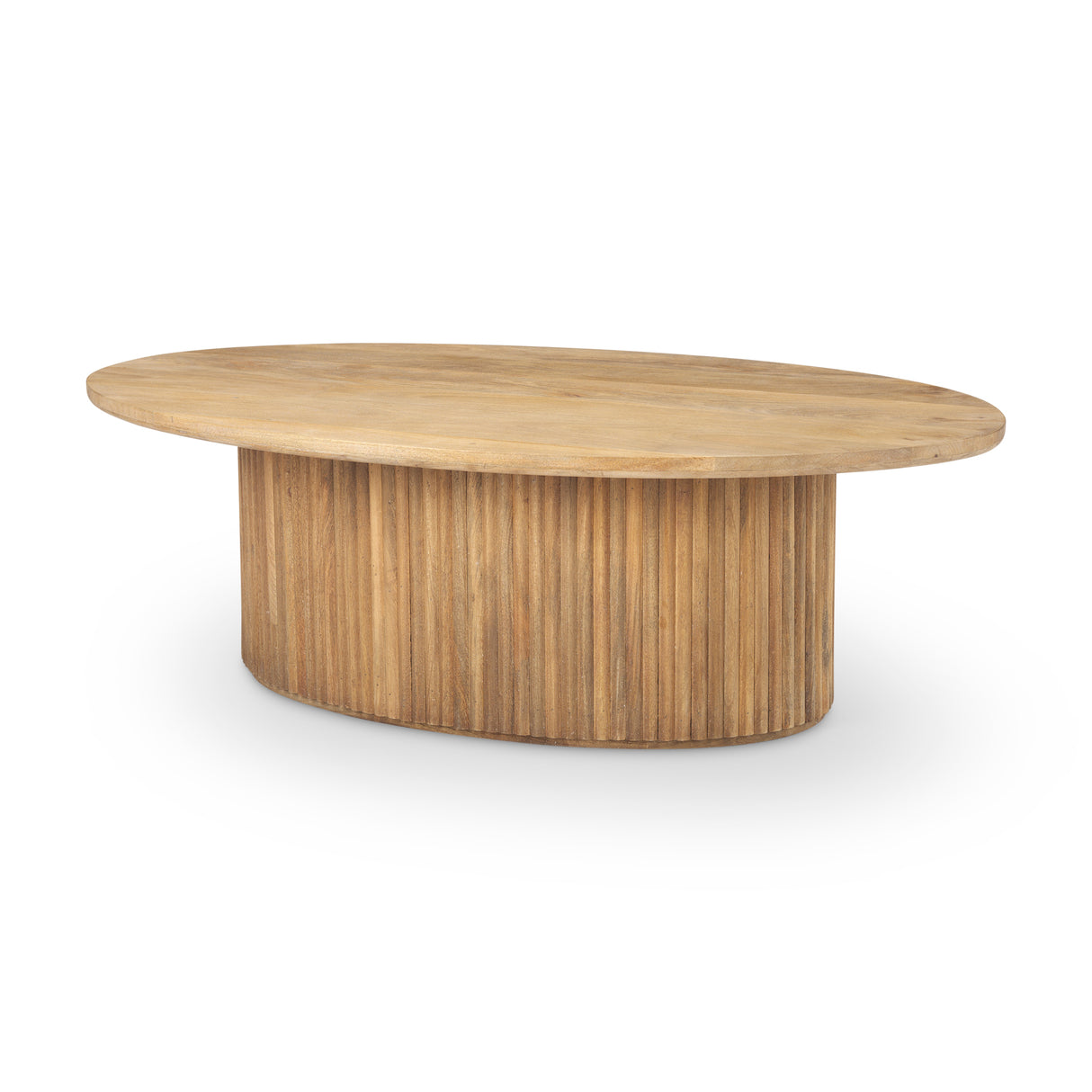 Terra 48L x 28W x 15H Light Brown Wood Oval Fluted Coffee Table from Mercana - Luna Furniture
