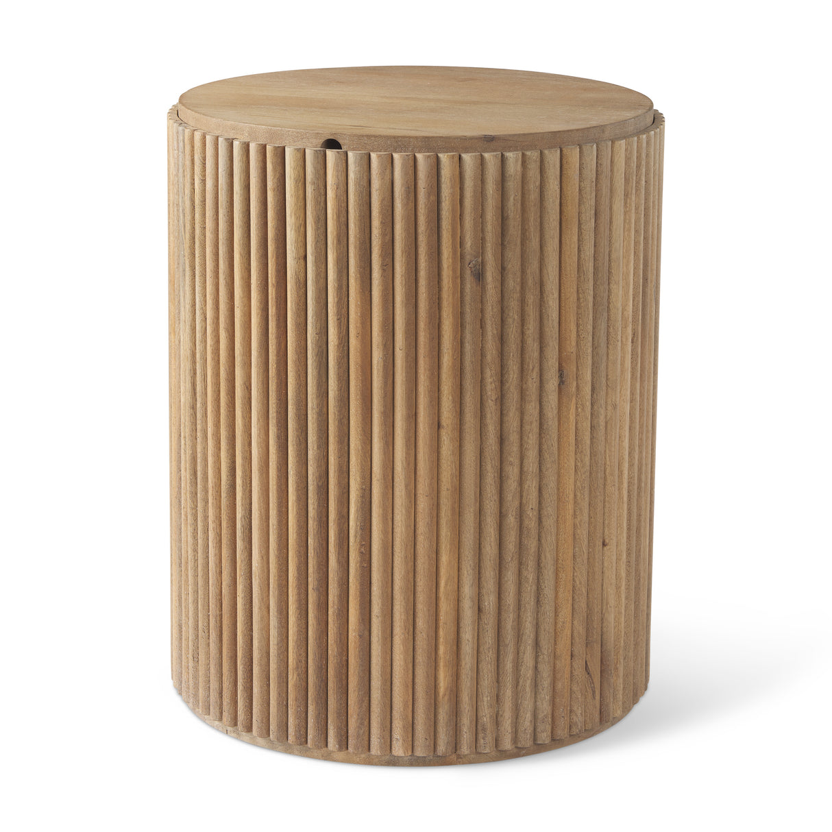 Terra 18L x 18W x 22H Light Brown Wood Fluted Round Side Table from Mercana - Luna Furniture