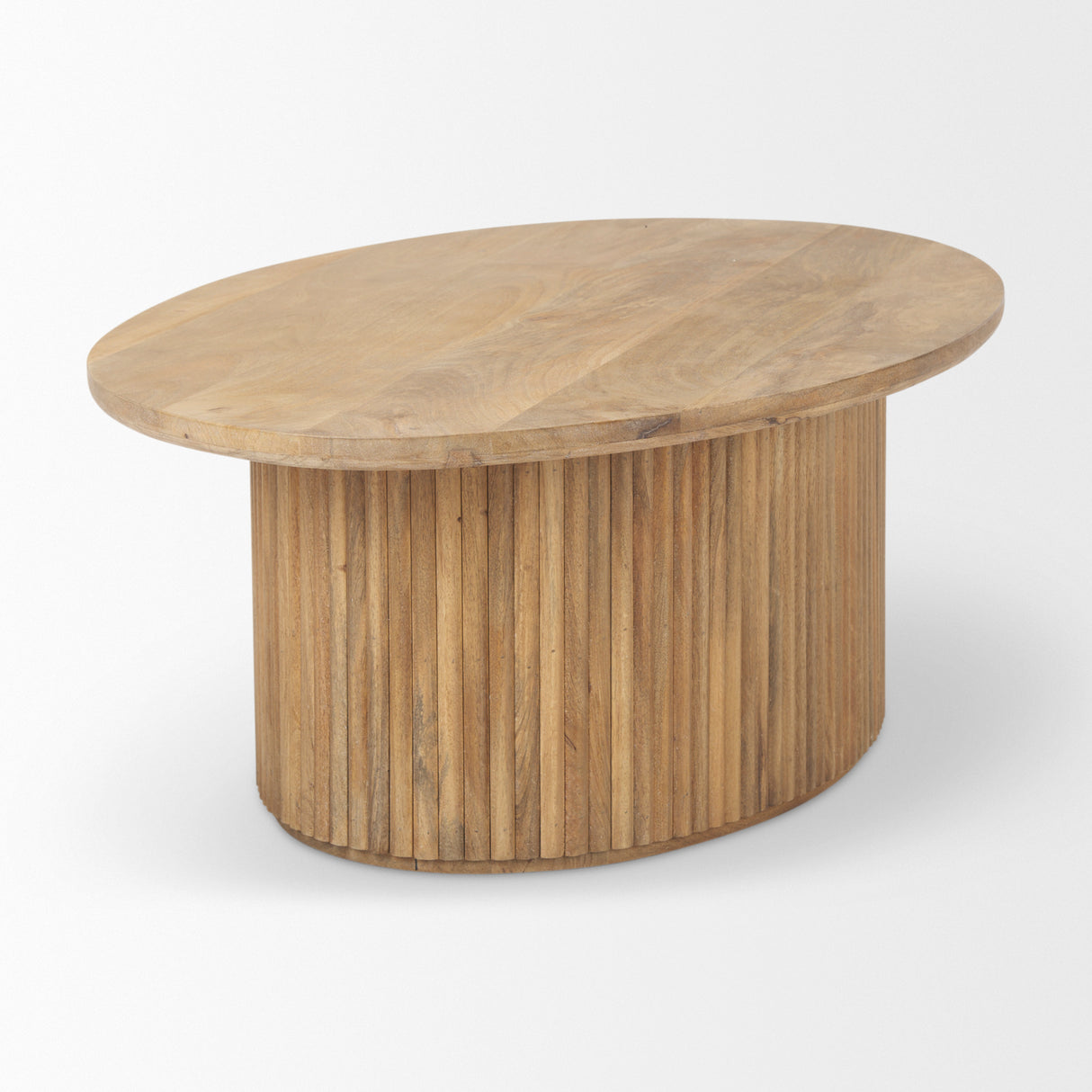 Terra 48L x 28W x 15H Light Brown Wood Oval Fluted Coffee Table from Mercana - Luna Furniture